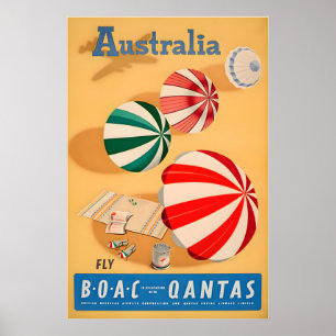 Australien Kunst Australischer Stranddruck Qantas  Poster