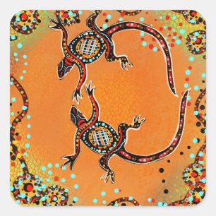 AUSTRALIEN KUNST QUADRATISCHER AUFKLEBER