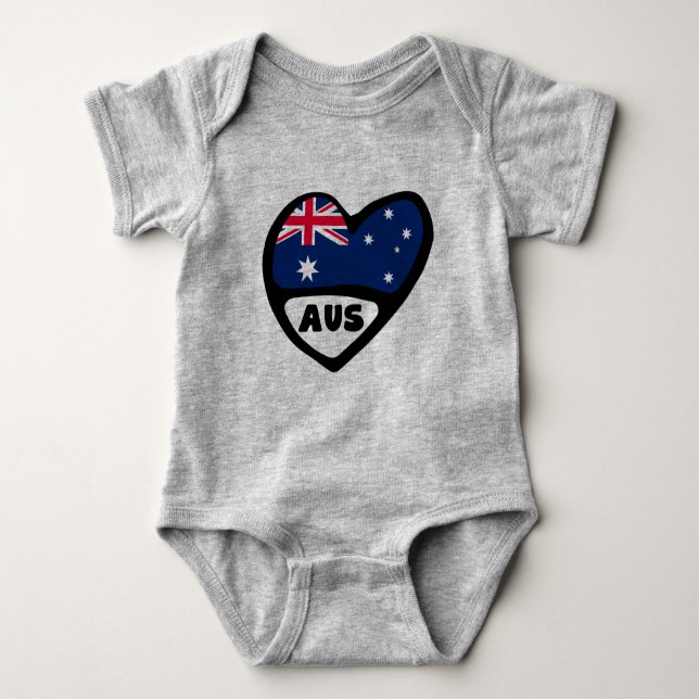 Australien Land Code Flaggenmitte AUS Baby Strampler (Vorderseite)