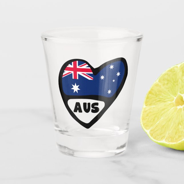 Australien Land Code Flaggenmitte AUS Schnapsglas (Vorderseite)