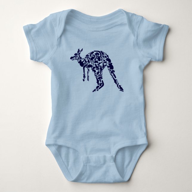 Australien Land Down Under Kangaroo Animal Blue Baby Strampler (Vorderseite)