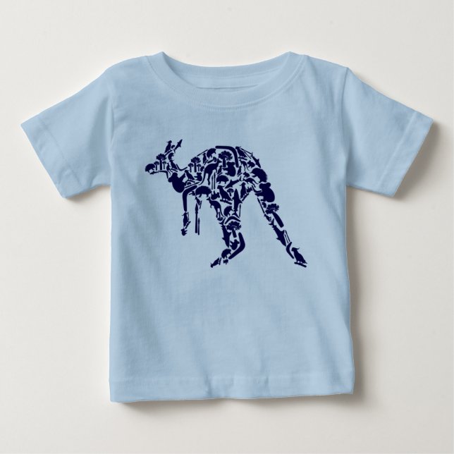 Australien Land Down Under Kangaroo Animal Blue Baby T-shirt (Vorderseite)