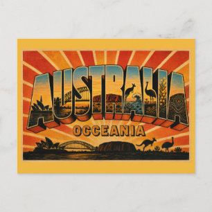 Australien Land Vintage Reise Kunst Postkarte