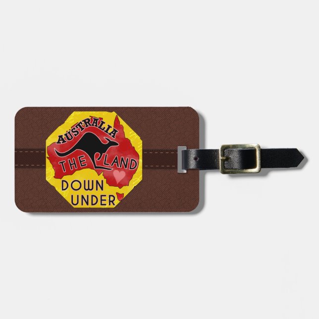 Australien Landkarte unter dem Kangaroo-Individuel Gepäckanhänger (Vorderseite horizontal)