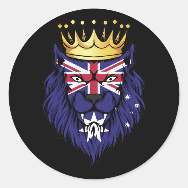 Australien Lion King Flagge Runder Aufkleber (Vorderseite)
