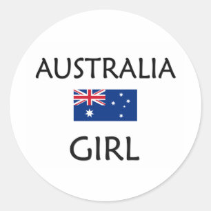 AUSTRALIEN-MÄDCHEN RUNDER AUFKLEBER