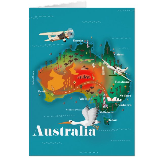 Australien Map Reiseplakat (Vorne)