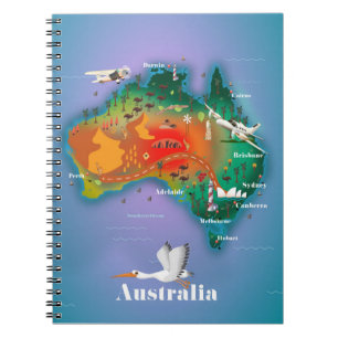 Australien Map Reiseplakat Notizblock
