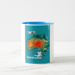 Australien Map Reiseplakat Zweifarbige Tasse