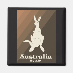 Australien mit dem Flugzeug Känguru-Reiseplakat. Magnet