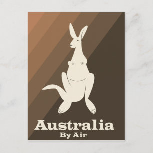 Australien mit dem Flugzeug Känguru-Reiseplakat. Postkarte