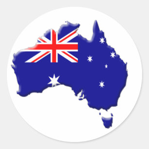 Australien mit der Flagge eines Landes am Rande Runder Aufkleber