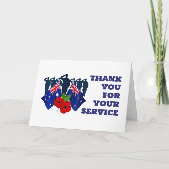 Australien Neuseeland Gedenktag VETERANS Dankeskarte (Vorderseite)