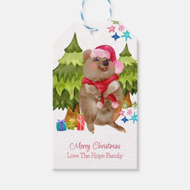 Australien Niedlich Quokka Weihnachten Geschenkanhänger (Vorderseite)