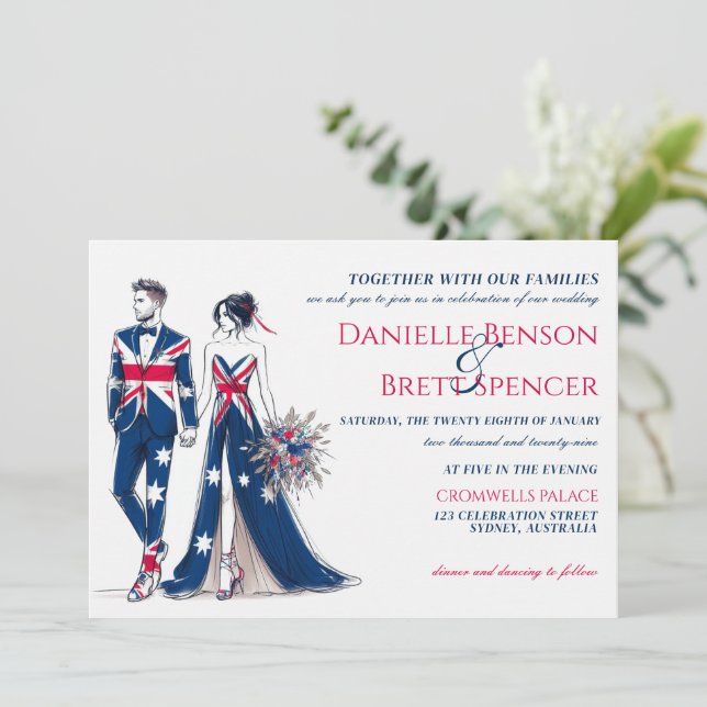 Australien Paare Einladung zur Hochzeit (Stehend Vorderseite)