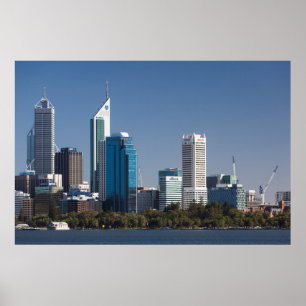 Australien, Perth, Cityskyline vom Swan River Poster