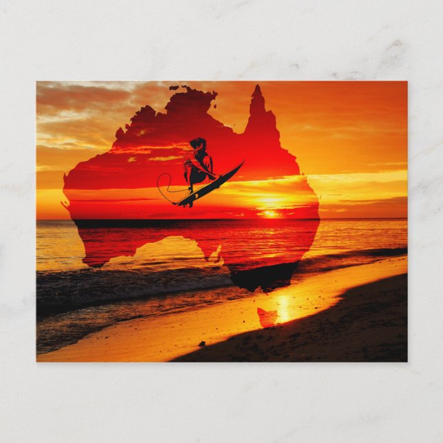 Australien Post Card surfen Postkarte (Vorderseite)