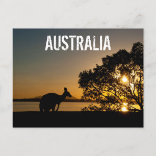 Australien Queensland Berge Känguru Sonnenuntergan Postkarte