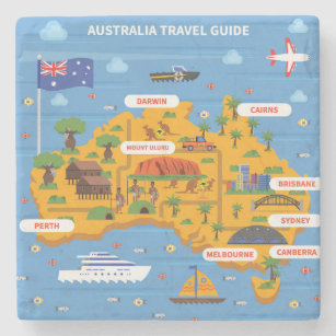 Australien-Reise-Führer-Plakat Steinuntersetzer