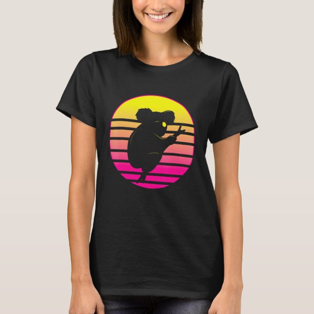 Australien Retro Koala Bear Silhouette Sunset T-Shirt (Vorderseite)