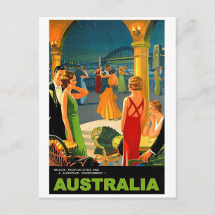 Australien, romantische Abendparty, vintage Reise Postkarte