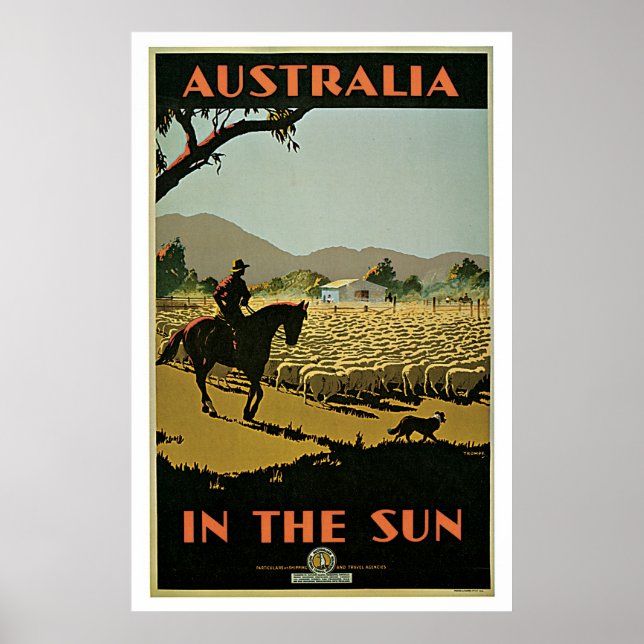 Australien Schaffarm Vintage Travel Poster (Vorne)