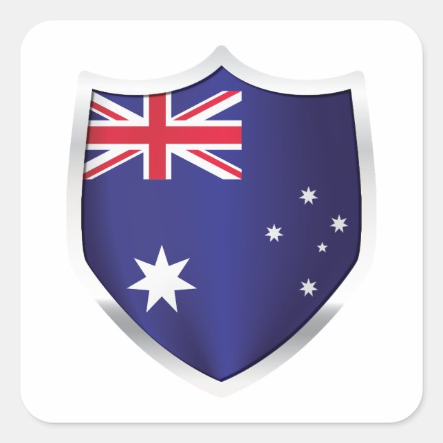 Australien Silberschildflagge Quadratischer Aufkleber (Vorderseite)