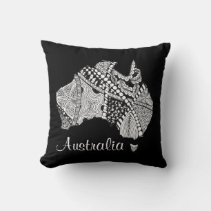 Australien Souvenir Karte Kunst Schwarz-Weiß Kissen