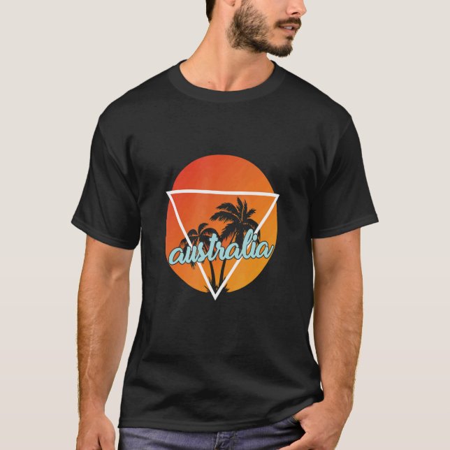 Australien Sun geformt Dreieck mit Palmen T-Shirt (Vorderseite)