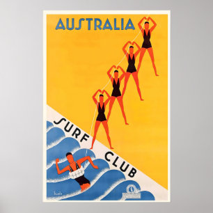 Australien Surf Club Vintage Reiseplakat Druck Poster