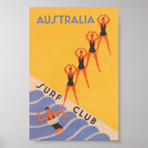 Australien Surf Club Vintage Reiseplakat Poster