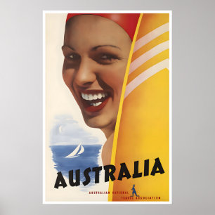 Australien Surfen Kunst Reiseplakat Australisch Poster
