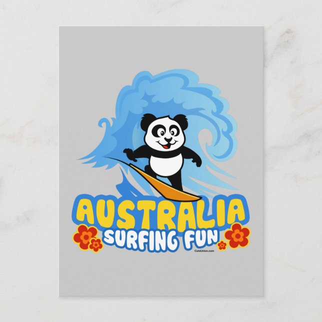 Australien Surfing Panda Postkarte (Vorderseite)