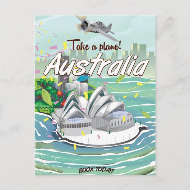Australien Sydney Vintage Reiseplakat Postkarte (Vorderseite)