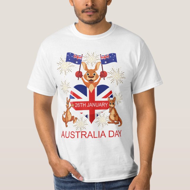 AUSTRALIEN-TAGESam 26. Januar KÄNGURUS, FLAGGEN, T-Shirt (Vorderseite)