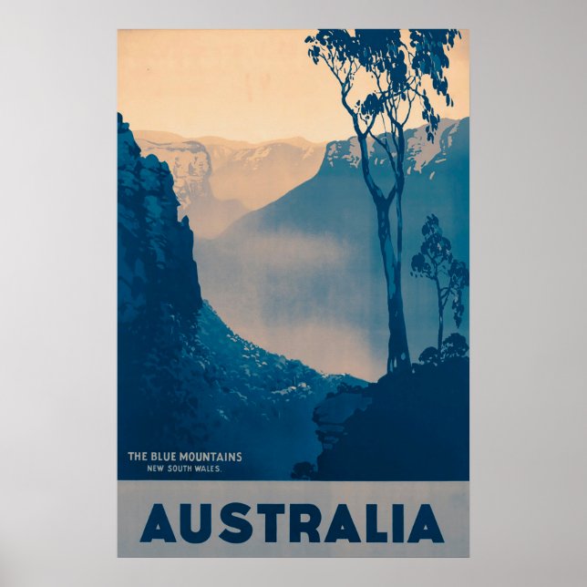 Australien, The Blue Mountains Vintage Travel Poster (Vorne)