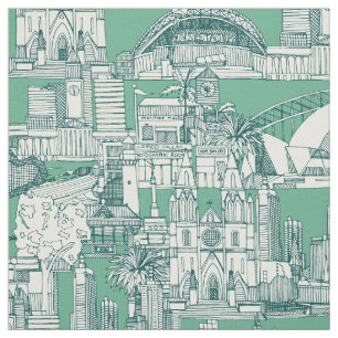 Australien Toile de Jouy dunkles Teal-Pfefferminz Stoff