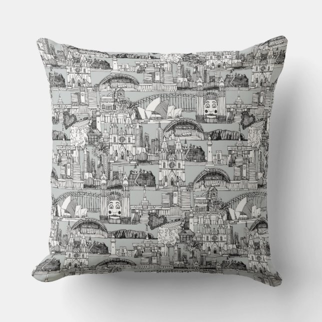 Australien Toile de jouy monochrome Kissen (Vorderseite)