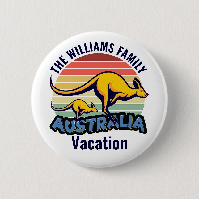 Australien Trip Niedlich Kangaroo Sunset Custom Button (Vorderseite)