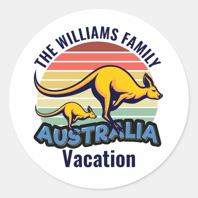 Australien Trip Niedlich Kangaroo Sunset Custom Runder Aufkleber (Vorderseite)