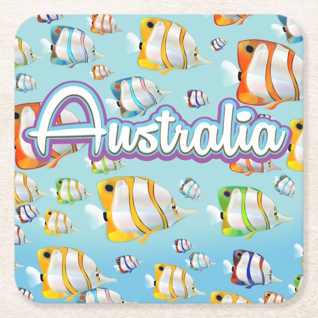 Australien Tropische Fische Reiseposter Rechteckiger Pappuntersetzer (Vorderseite)