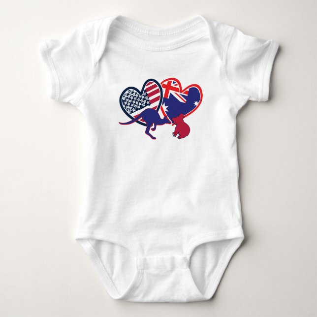 Australien und die Vereinigten Staaten - Flag Hear Baby Strampler (Vorderseite)