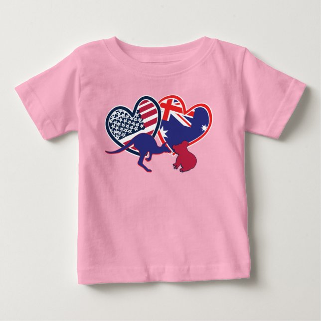 Australien und die Vereinigten Staaten - Flag Hear Baby T-shirt (Vorderseite)