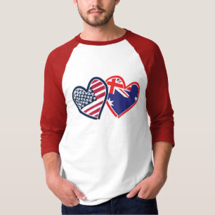 Australien und die Vereinigten Staaten - Flag Hear T-Shirt