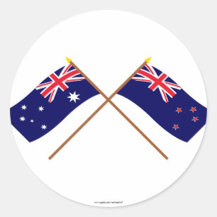 Australien und Neuseeland - Grenzflaggen Runder Aufkleber
