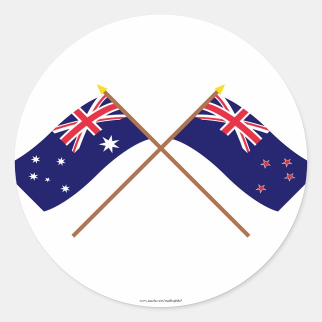 Australien und Neuseeland - Grenzflaggen Runder Aufkleber (Vorderseite)