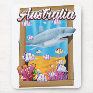 Australien Unterwasser-Hai-Reiseplakat Mousepad
