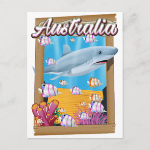 Australien Unterwasser-Hai-Reiseplakat Postkarte