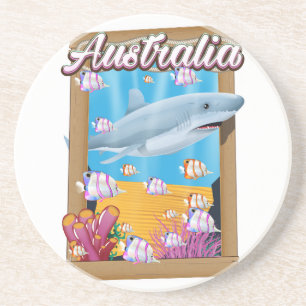 Australien Unterwasser-Hai-Reiseplakat Untersetzer
