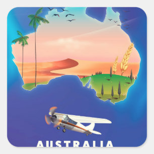 Australien Urlaub Reiseplakat Quadratischer Aufkleber